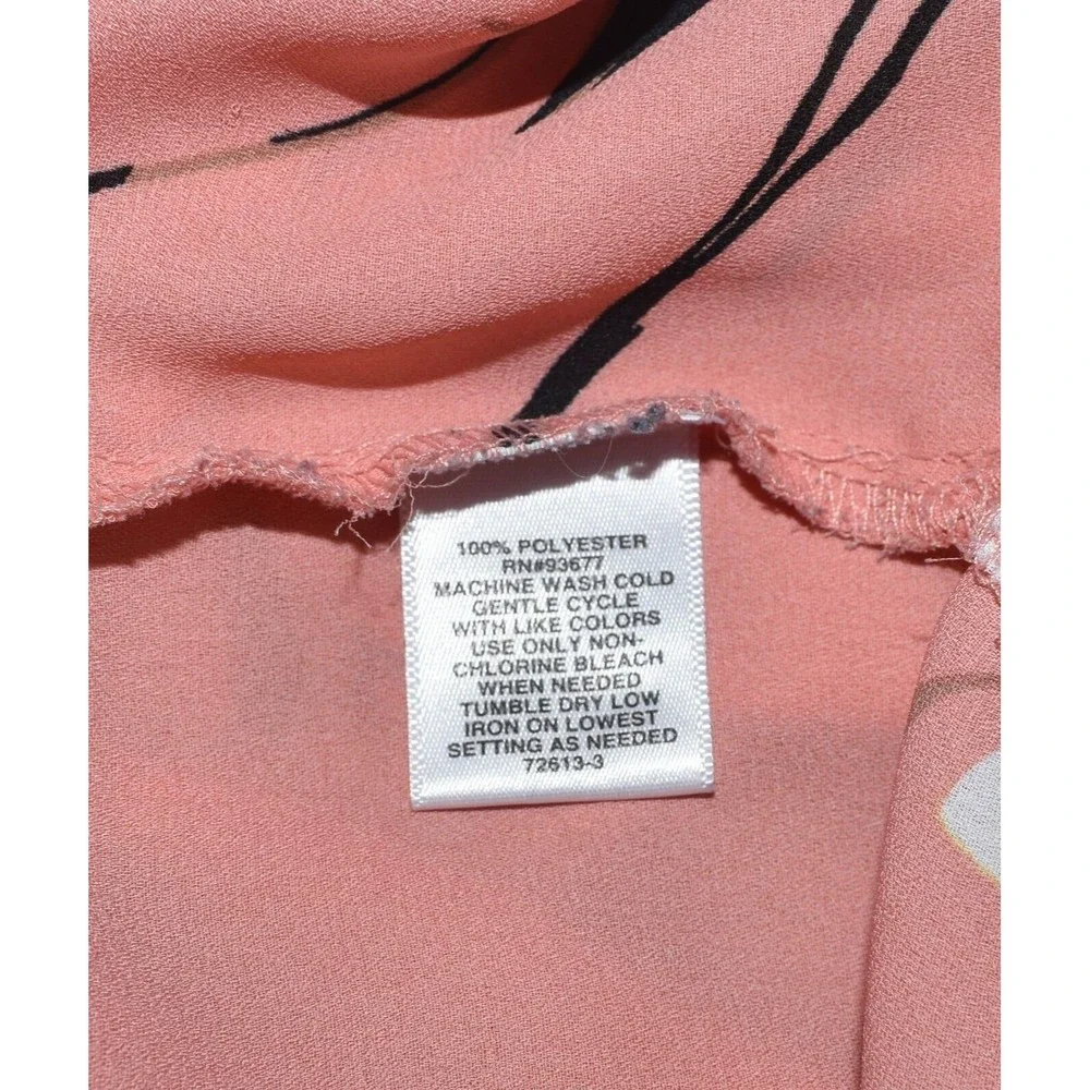 Sweet Rain Top Sz S V Neck Peach and Purple Flowers Cap Sleeves - Picture 6 of 6